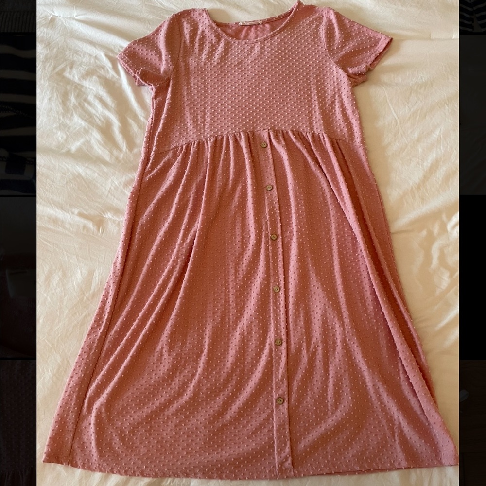 Pink A-line Dress Short Sleeves